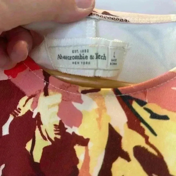 Vintage Abercrombie & Fitch Tank Floral Summer Dress size: L yellow pink white - Picture 3 of 8